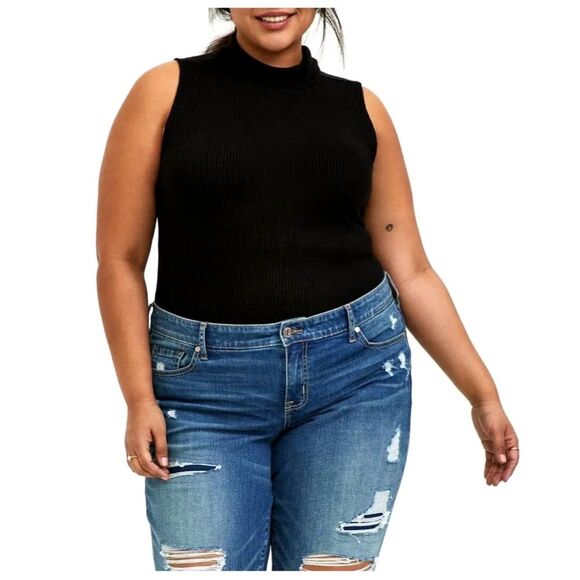 torrid Tops - Torrid Ribbed Turtleneck Tank Top Womens Size 6X Black Sleeveless Stretch Fitted